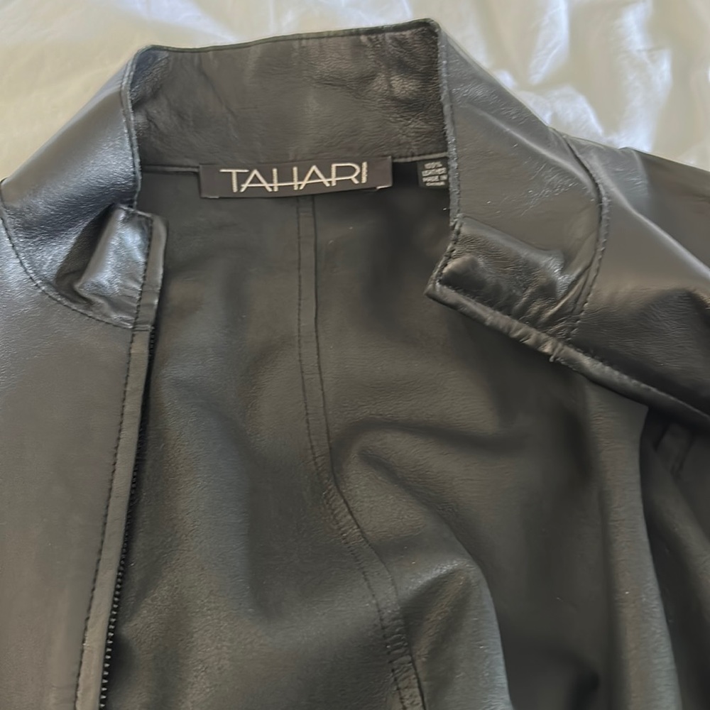 Tahari leather jacket - like new - medium -100% leather